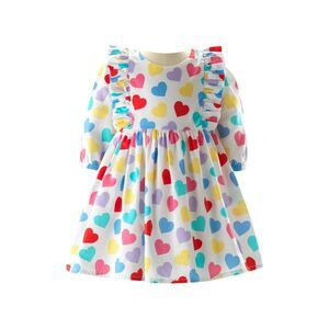 Rachel Riley Girls  Confetti Heart Frill Dress & Bloomer Set, White